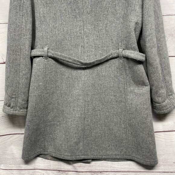 Abercrombie & Fitch gray wool blend jacket trench coat size L - Picture 12 of 13